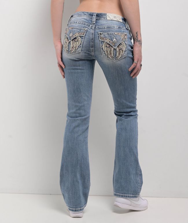 Miss Me Aleah Floral Wing Light Wash Bootcut Jeans - thumbnail 2
