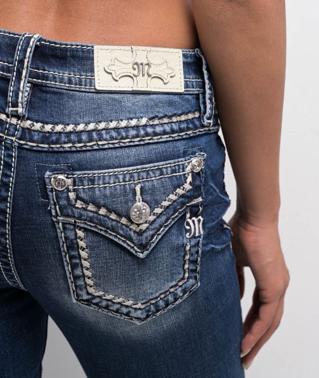Miss Me Cora Stitched Medium Blue Bootcut Jeans - thumbnail 3