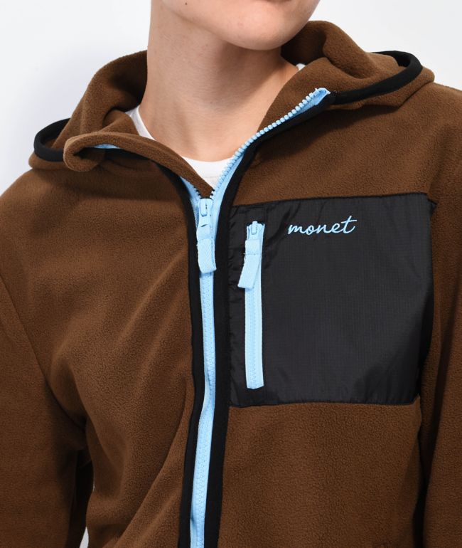 Monet Tobey Brown Fleece Zip Jacket - thumbnail 3