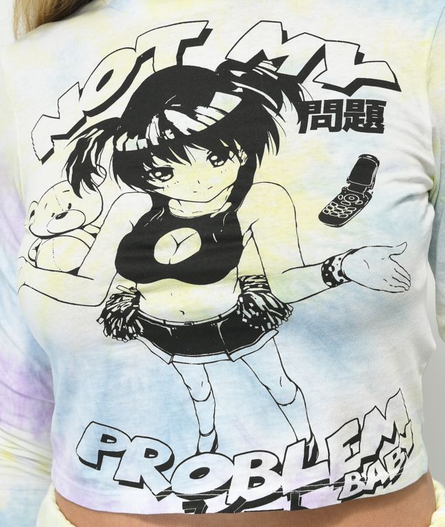 NGOrder Not My Problem Tie Dye Crop Long Sleeve T-Shirt - thumbnail 3