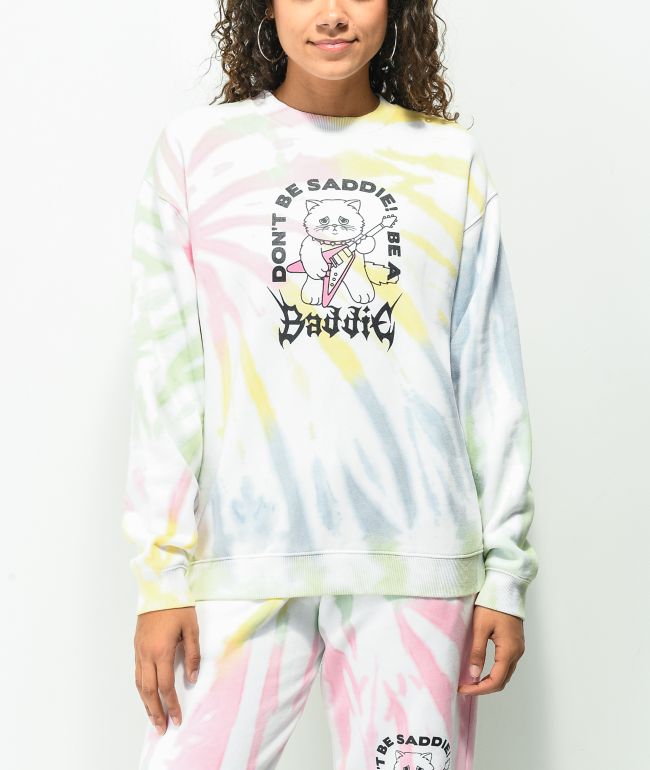 NGOrder Saddie Baddie Multicolor Tie Dye Crewneck Sweatshirt