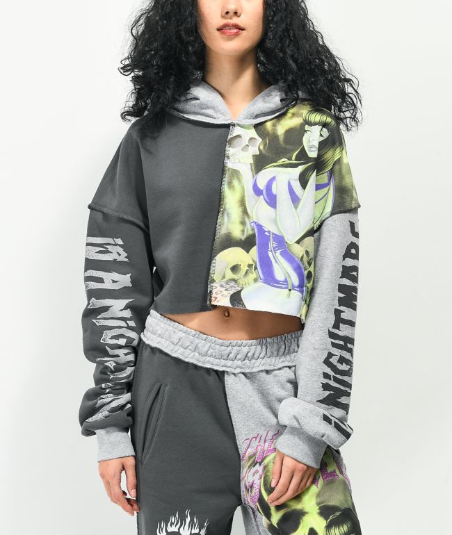 NGOrder Spliced Black Crop Hoodie