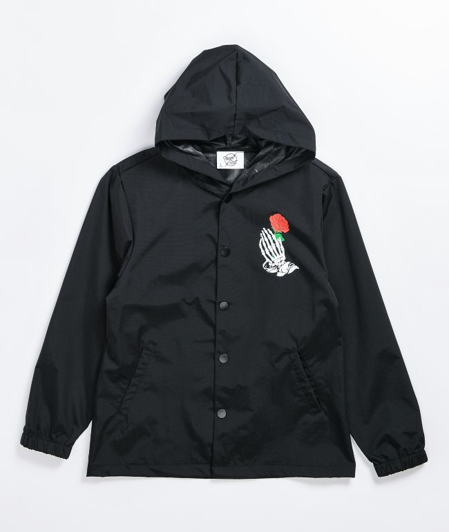 Neon Riot Skeleton Hand Black Windbreaker Jacket - thumbnail 2