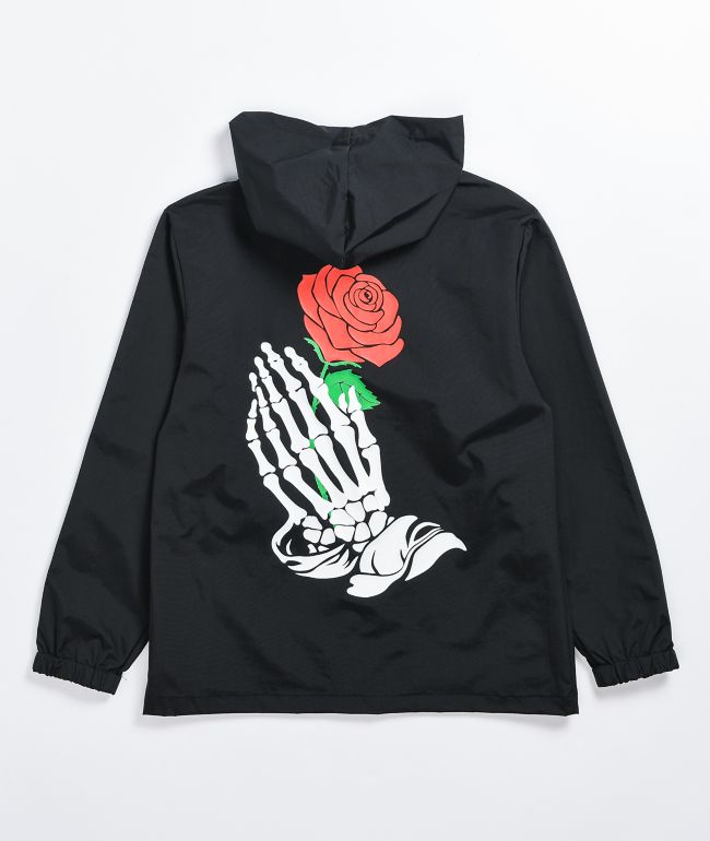 Neon Riot Skeleton Hand Black Windbreaker Jacket