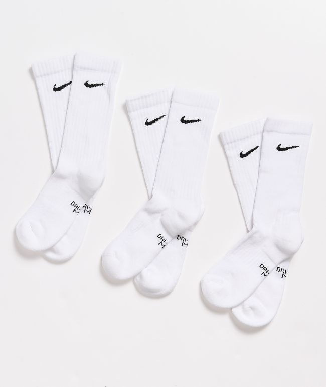 Nike Boys White 3 Pack Crew Socks