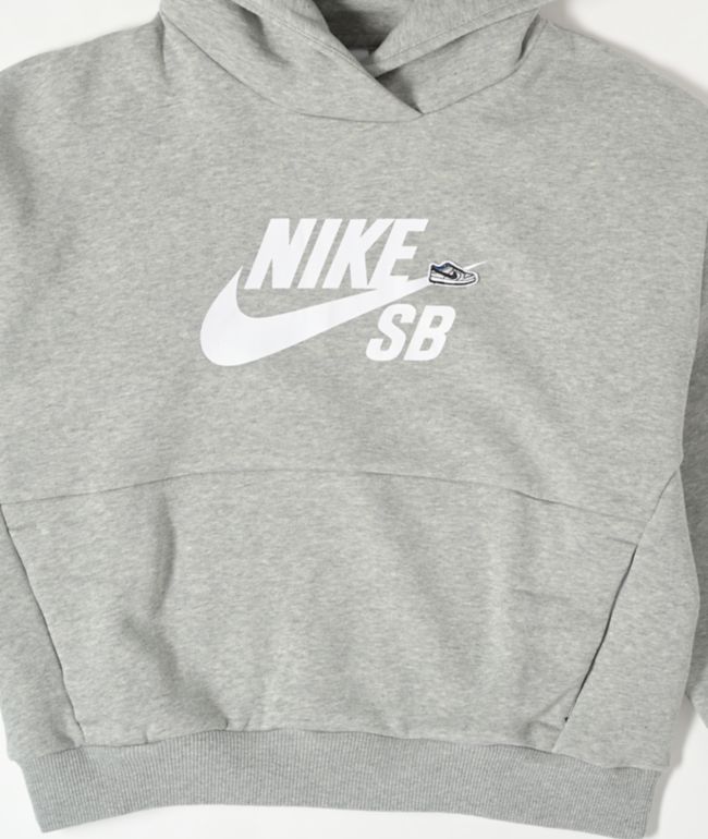 Nike SB Kids Icon Heather Grey Hoodie - thumbnail 3