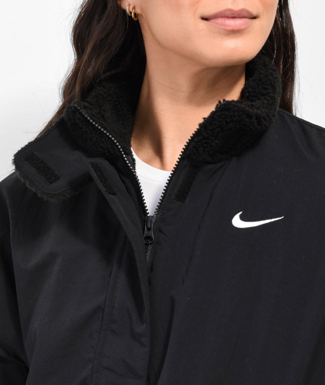 Nike Sportswear Essential Black Fleece-Lined Jacket - thumbnail 3