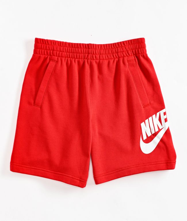 Nike Sportswear Kids Club Logo Red Sweat Shorts