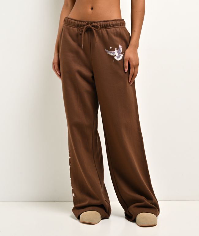 Ninth Hall Airbrush Afterlife Brown Wide Leg Sweatpants