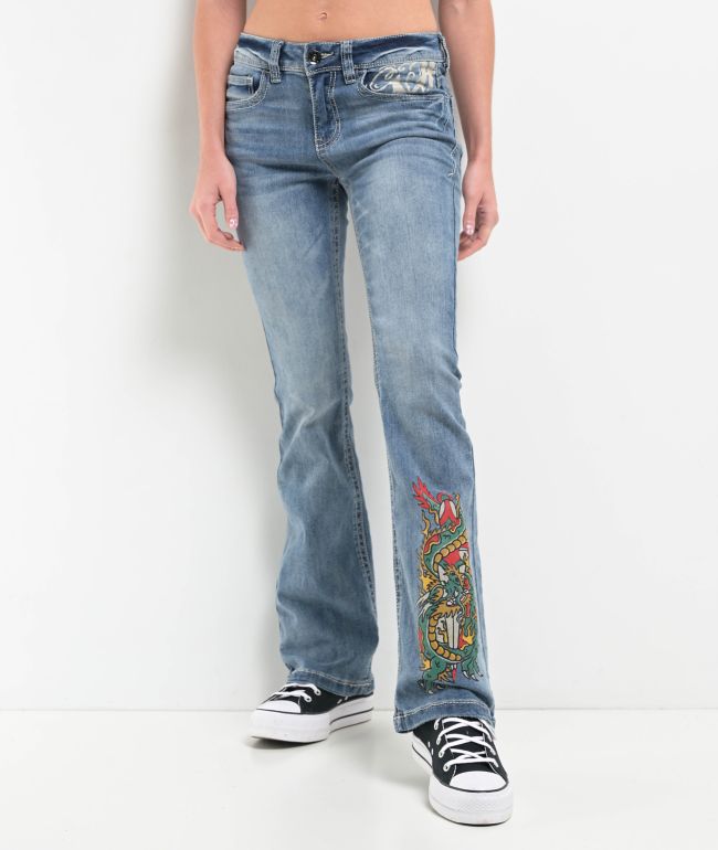 Ninth Hall Alyssia Printed Selfie Mid Rise Bootcut Jeans - thumbnail 2