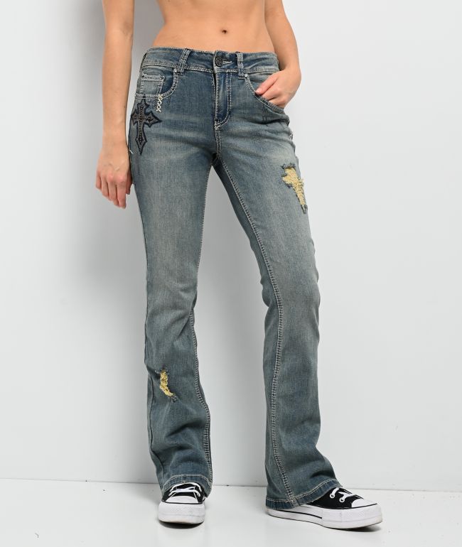 Ninth Hall Alyssia Sequins Drizzle Bootcut Jeans - thumbnail 2