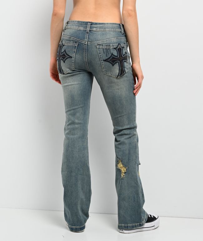 Ninth Hall Alyssia Sequins Drizzle Bootcut Jeans