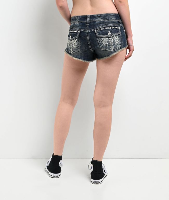 Ninth Hall Amiyah Blue Wash Denim Shorts - thumbnail 2