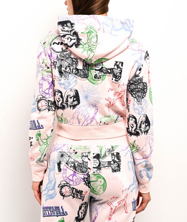 Ninth Hall Andover Pink Crop Zip Hoodie - thumbnail 2