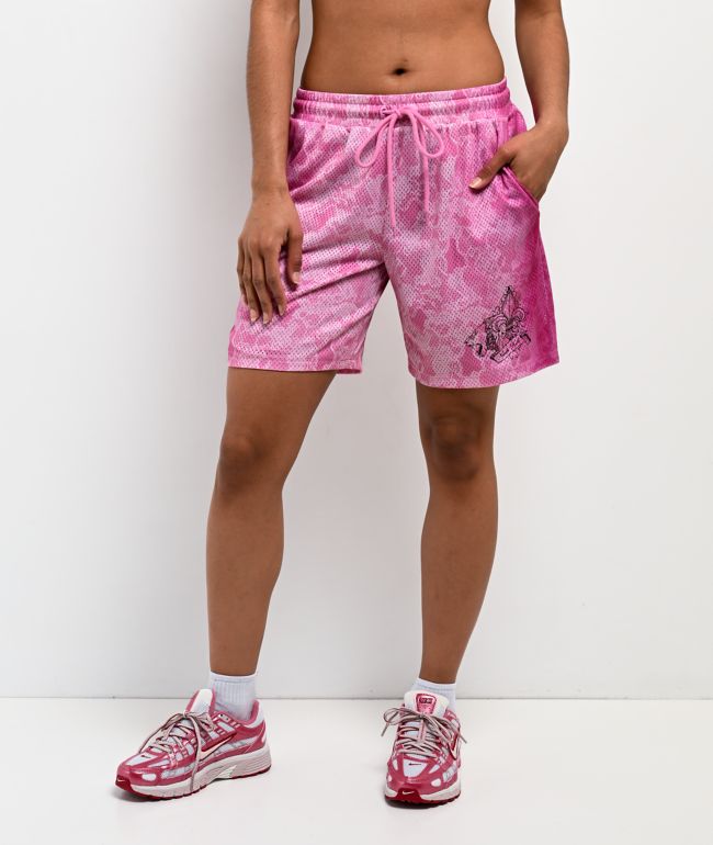 Ninth Hall Billie Lace Print Pink Mesh Shorts - thumbnail 2