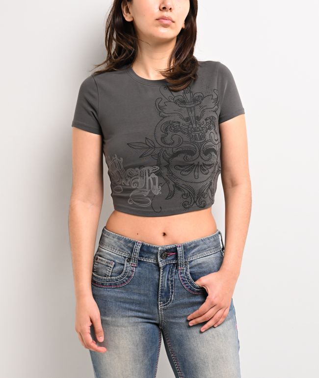 Ninth Hall Carina Grey Crop T-Shirt
