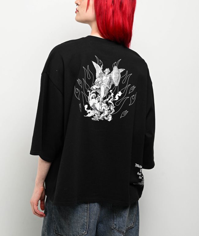Ninth Hall Ciara Angel Black Boxy T-Shirt - thumbnail 2