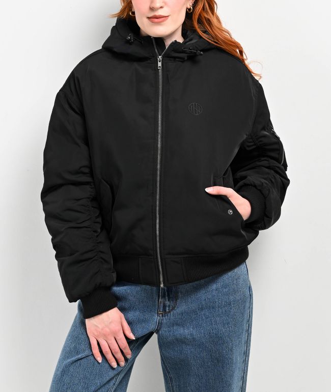 Ninth Hall Colby Black Hooded Bomber Jacket - thumbnail 3