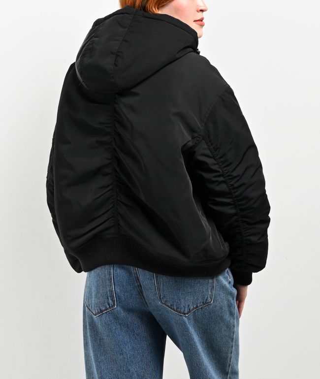 Ninth Hall Colby Black Hooded Bomber Jacket - thumbnail 2