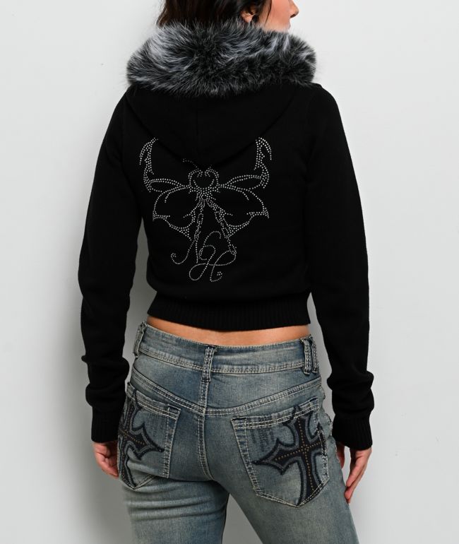 Ninth Hall Crystal Black Zip Sweater - thumbnail 2