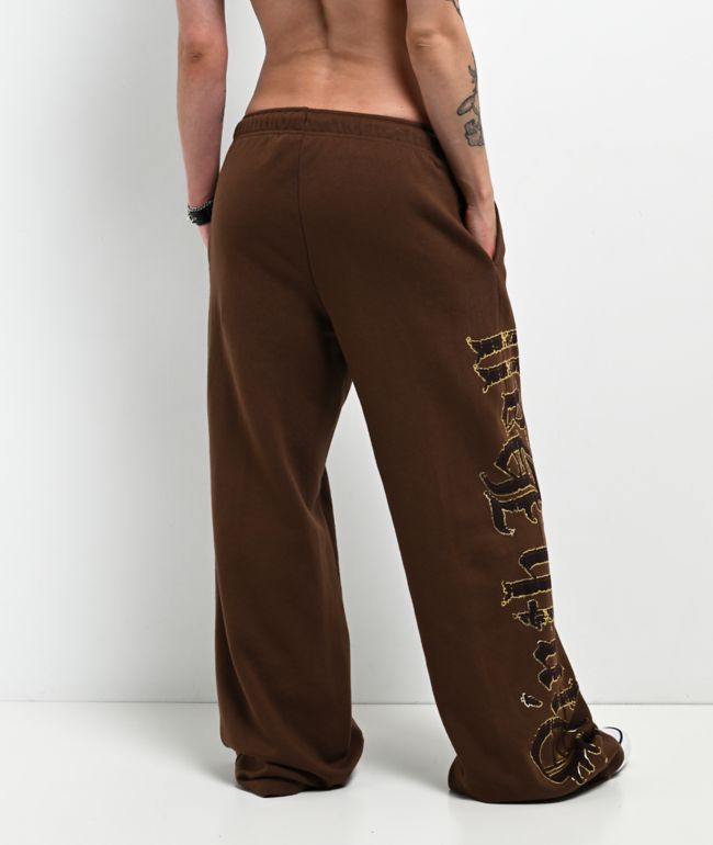 Ninth Hall Divine Conflict Brown Wide Leg Sweatpants - thumbnail 2