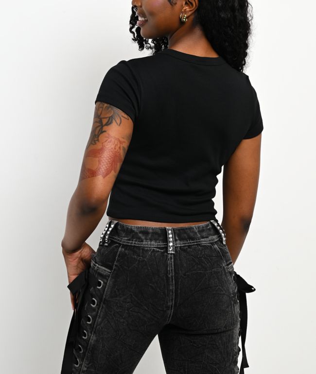 Ninth Hall Everyone's Type Black Crop T-Shirt - thumbnail 2