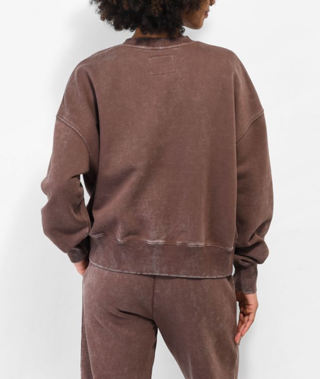 Ninth Hall Fundamentals Brown Wash Relaxed Crewneck Sweatshirt - thumbnail 2
