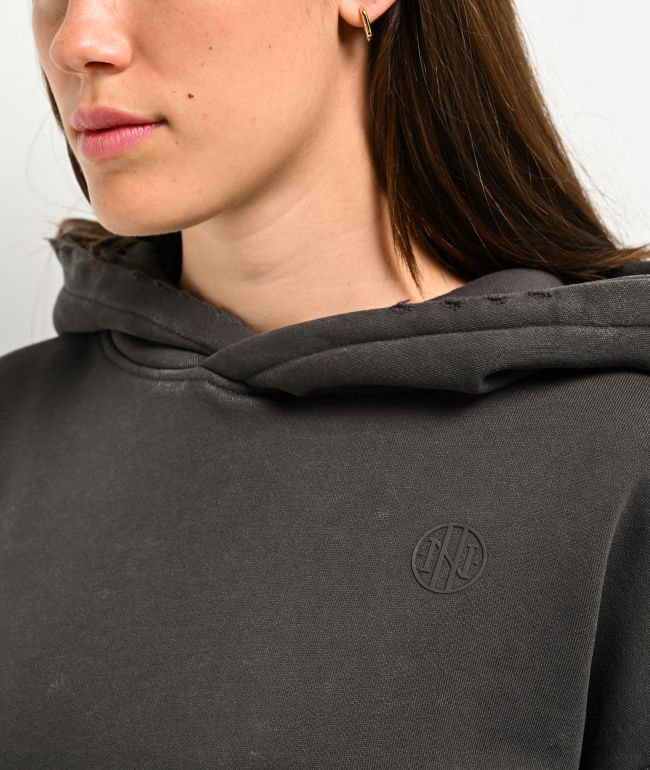 Ninth Hall Fundamentals Distressed Black Wash Hoodie - thumbnail 3
