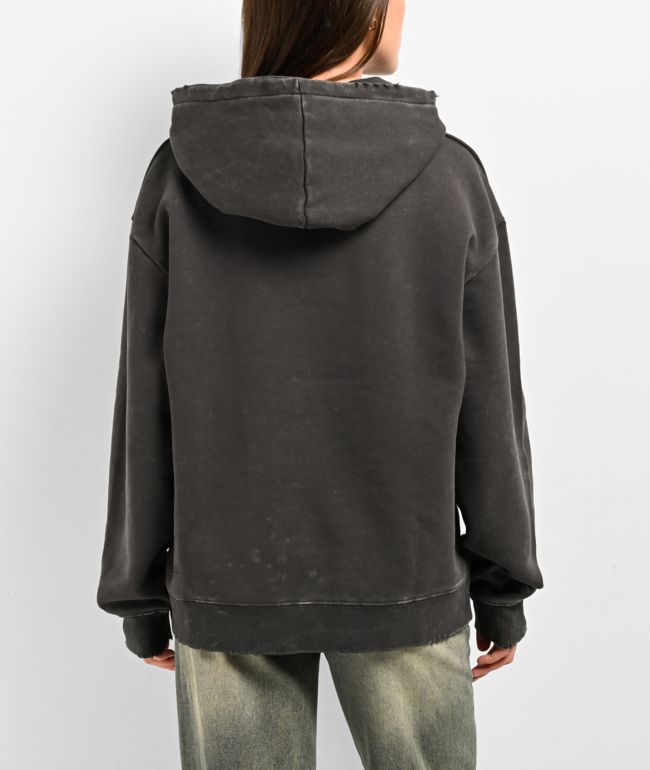 Ninth Hall Fundamentals Distressed Black Wash Hoodie - thumbnail 2