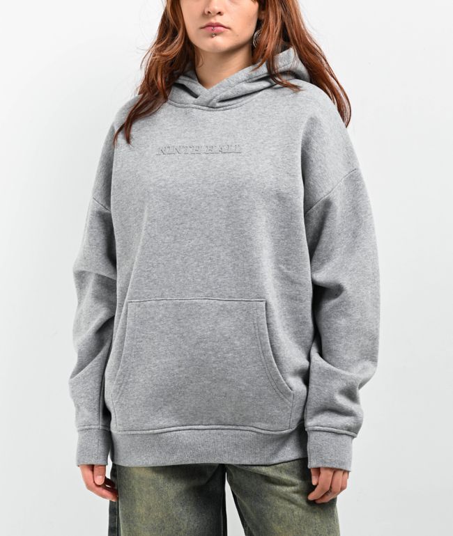 Ninth Hall Fundamentals Geena Logo Heather Grey Oversized Hoodie