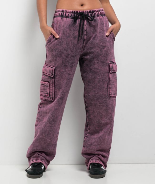 Ninth Hall Fundamentals Koa Purple Wash Relaxed Cargo Sweatpants
