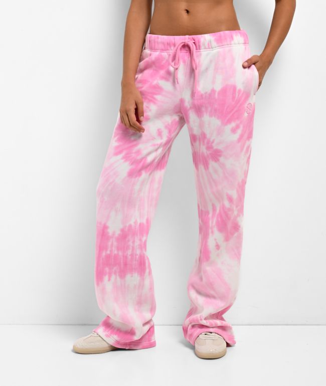 Ninth Hall Fundamentals Mellie Tie Dye Pink Wide Leg Sweatpants