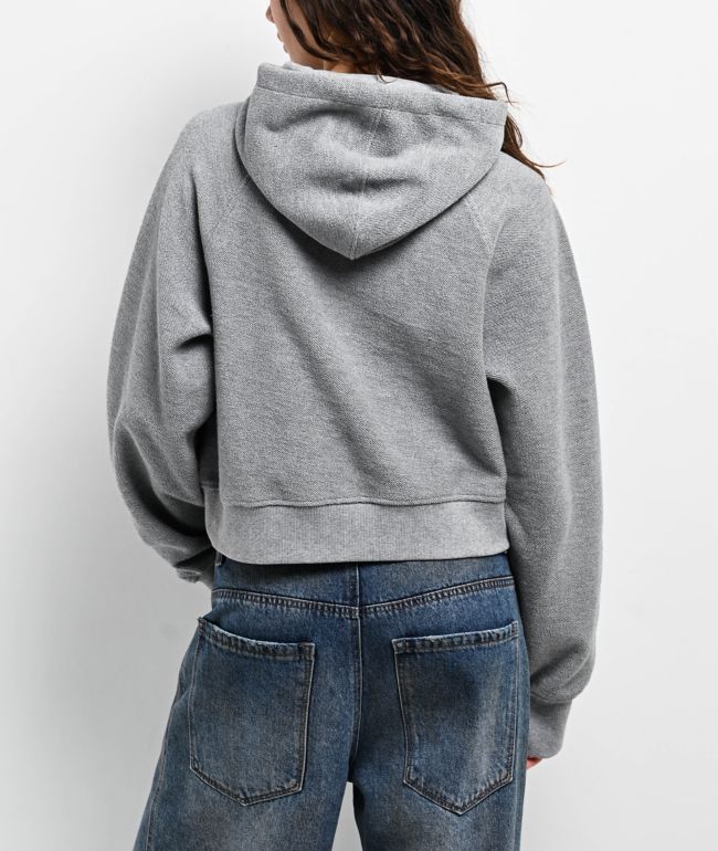 Ninth Hall Fundamentals Reverse Terry Grey Crop Hoodie - thumbnail 2