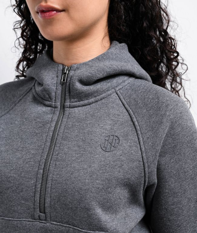 Ninth Hall Fundamentals River Heather Grey Half Zip Boxy Hoodie - thumbnail 3