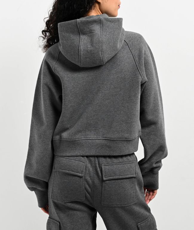 Ninth Hall Fundamentals River Heather Grey Half Zip Boxy Hoodie - thumbnail 2