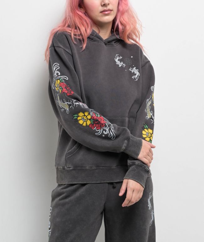 Ninth Hall Fundamentals Rosso Black Mineral Wash Hoodie