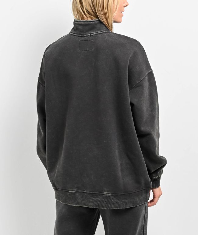 Ninth Hall Fundamentals Sheena Black Wash Oversized Quarter Zip Sweatshirt - thumbnail 2