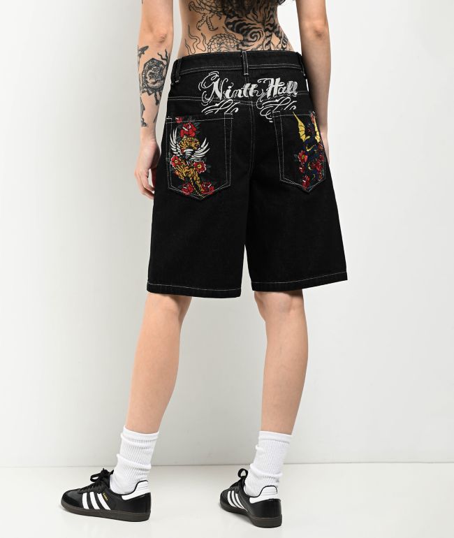 Ninth Hall Idle Black Wash Shorts