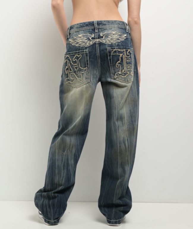 Ninth Hall Idle Blue Wash Straight Leg Jeans - thumbnail 2