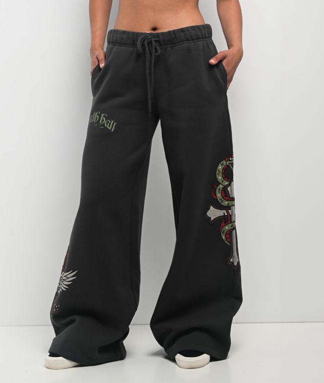 Ninth Hall Jenna Black Wide Leg Sweatpants - thumbnail 2