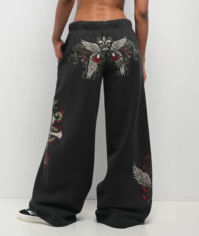 Ninth Hall Jenna Black Wide Leg Sweatpants