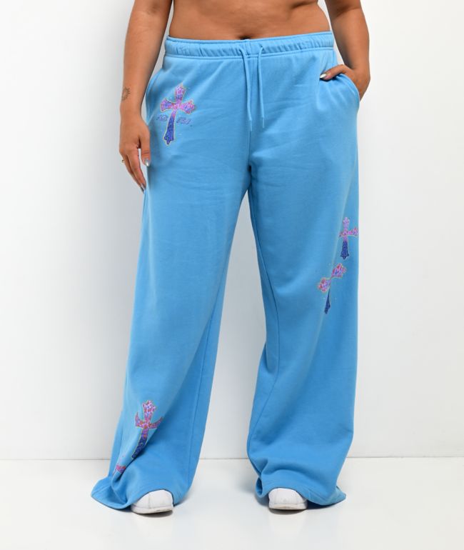 Ninth Hall Leopard Cross Blue Wide Leg Sweatpants - thumbnail 3