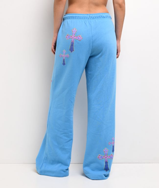 Ninth Hall Leopard Cross Blue Wide Leg Sweatpants - thumbnail 2