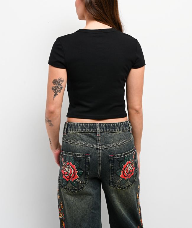 Ninth Hall Locked In Black Crop T-Shirt - thumbnail 2
