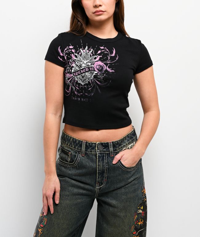 Ninth Hall Locked In Black Crop T-Shirt