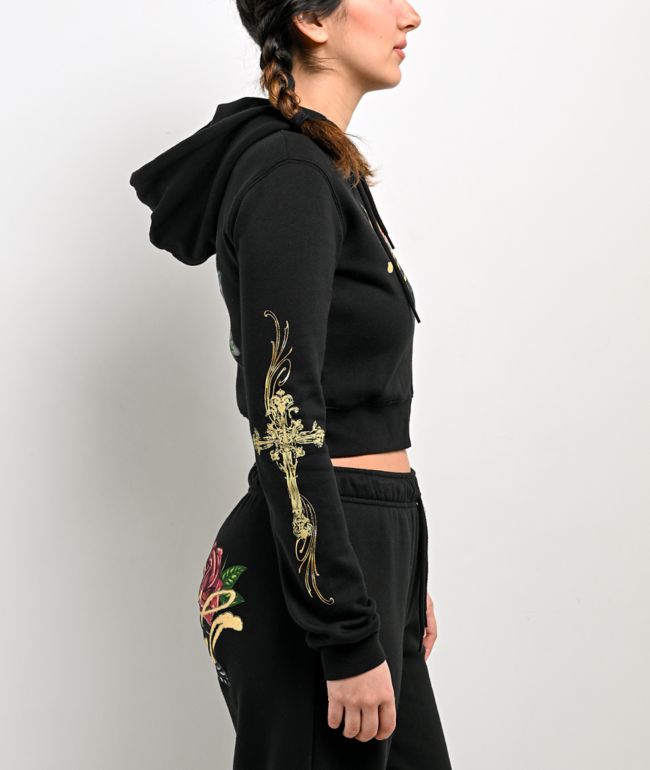 Ninth Hall MTT Black Crop Zip Hoodie - thumbnail 3