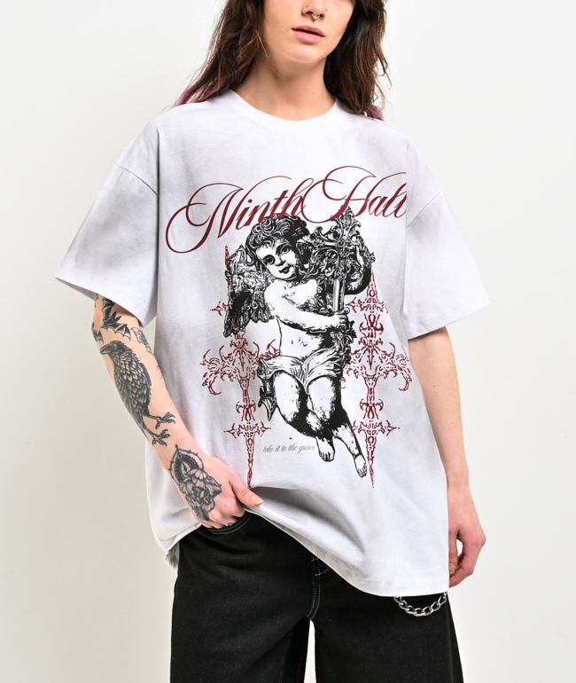Ninth Hall Maeve Angel White Wash Oversized Boxy T-Shirt