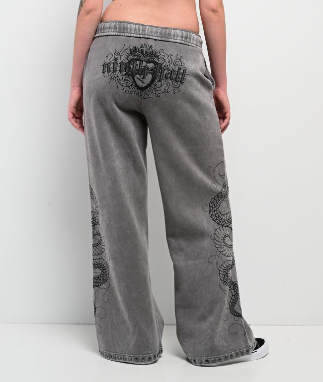 Ninth Hall Margo Snake Grey Wash Wide Leg Sweatpants - thumbnail 2