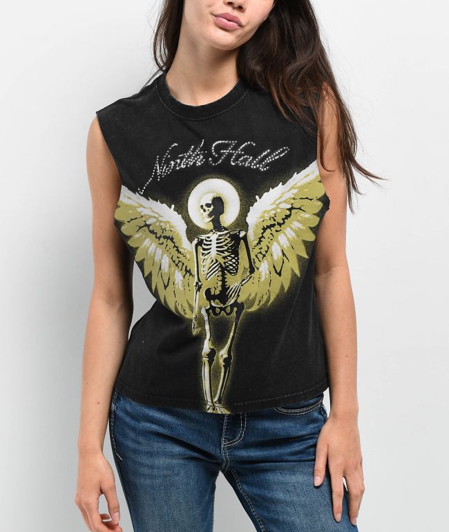 Ninth Hall Mattie Skeleton Black Wash Tank Top