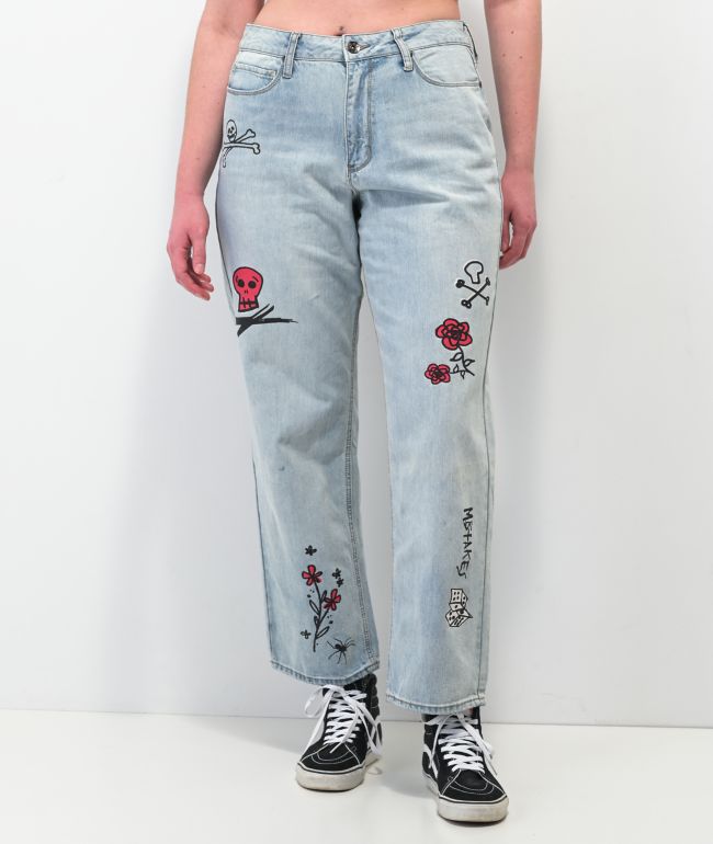 Ninth Hall Sire Printed Light Blue Denim Dad Jeans - thumbnail 3